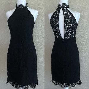 Mini Halter Top Black Lace Sleeveless Dress Size 6